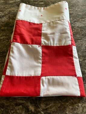 Red and White Checker Patchwork Table Covering